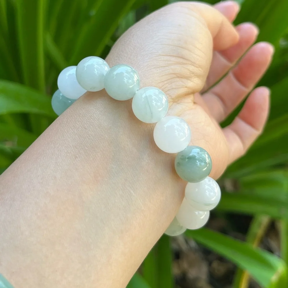 12.5mm‎ stretchable tianshan jade bracelet